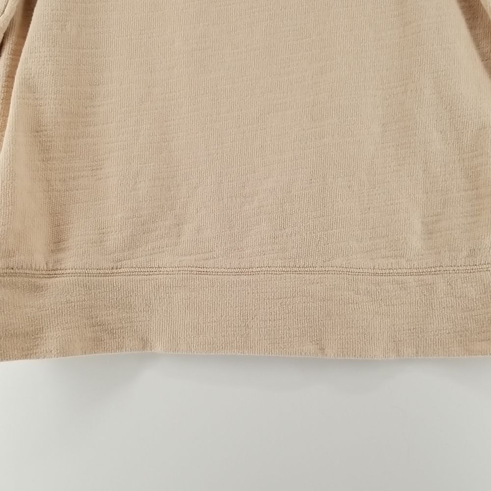 Anne Taylor Sweater Women's Tan 3/4 Sleeve Rear 1/4 Zip Crocheted Front Cotton - Picture 8 of 11